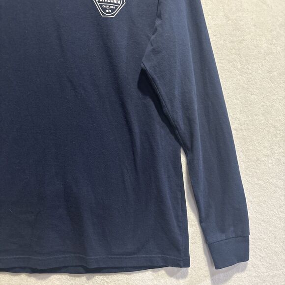 Patagonia Fitz Roy Hex Long Sleeve Regular Fit T-Shirt Tee Navy Men's Medium - Picture 5 of 16